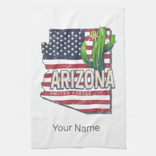 Linge De Cuisine Arizona State États-Unis Carte Retro Vintage USA