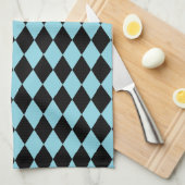 Linge De Cuisine Arlequin ciel et noir (Quart Plié)