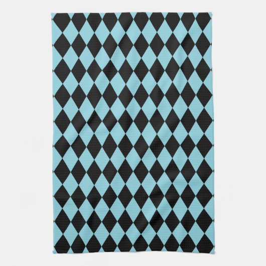 Linge De Cuisine Arlequin ciel et noir (Vertical)