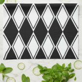 Linge De Cuisine Arlequin Motif noir et blanc (Plié)