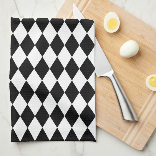 Linge De Cuisine Arlequin noir (Quart Plié)