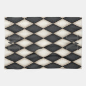 Linge De Cuisine Arlequin noir et blanc Dramatique 3-D Monogramme (Horizontal)