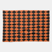 Linge De Cuisine Arlequin orange et noir (Horizontal)