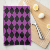 Linge De Cuisine Arlequin Plum et Noir (Quart Plié)