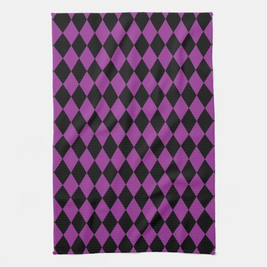 Linge De Cuisine Arlequin Plum et Noir (Vertical)