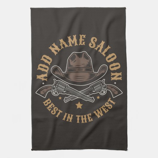 Linge De Cuisine Armes de cowboy antiques AJOUTER NOM Saloon du vie (Vertical)
