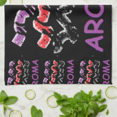 Linge De Cuisine Aroma noir avec rouge et violet (Plié)