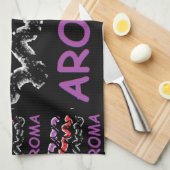 Linge De Cuisine Aroma noir avec rouge et violet (Quart Plié)