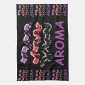 Linge De Cuisine Aroma noir avec rouge et violet (Vertical)