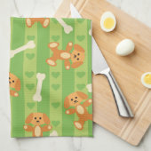 Linge De Cuisine arrière - plan avec des chiens et des os (Quart Plié)