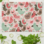 Linge De Cuisine arrière - plan avec les oiseaux mignons (Plié)