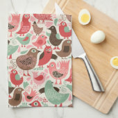 Linge De Cuisine arrière - plan avec les oiseaux mignons (Quart Plié)