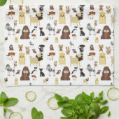 Linge De Cuisine arrière - plan blanc chien motif (Plié)