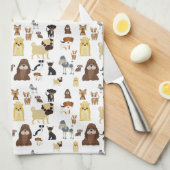 Linge De Cuisine arrière - plan blanc chien motif (Quart Plié)