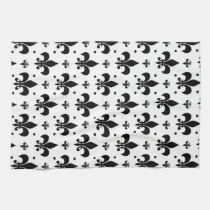 Linge De Cuisine Arrière - plan blanc Fleur-de-lis Motif design