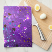 Linge De Cuisine Arrière - plan de feuille violet avec étoiles (Quart Plié)