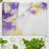 Linge De Cuisine arrière - plan jaune et pourpre d'aquarelle (Plié)