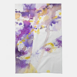 Linge De Cuisine arrière - plan jaune et pourpre d'aquarelle
