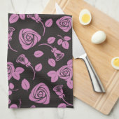 Linge De Cuisine Arrière - plan rose floral (Quart Plié)