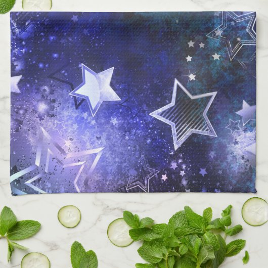 Linge De Cuisine Arrière - plan spatial avec étoiles (Plié)