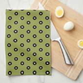 Linge De Cuisine Arrière - plan vert Polka noir/blanc (modifiable) (Quart Plié)