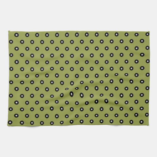 Linge De Cuisine Arrière - plan vert Polka noir/blanc (modifiable) (Horizontal)