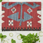 Linge De Cuisine Arrow en Diamant Bleu Konya II 19e siècle Authenti (Plié)