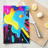 Linge De Cuisine Art à éclaboussure couleur néon (Quart Plié)