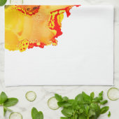 Linge De Cuisine art Abstrait alcool encre jaune vert (Plié)