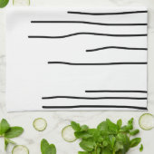 Linge De Cuisine Art Abstrait Black White Lines Minimalisme (Plié)