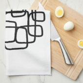 Linge De Cuisine Art Abstrait Contemporain Noir Et Blanc (Quart Plié)