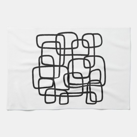 Linge De Cuisine Art Abstrait Contemporain Noir Et Blanc (Horizontal)