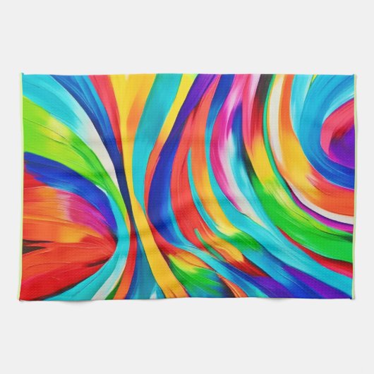 Linge De Cuisine Art Abstrait de couleur vive (Horizontal)