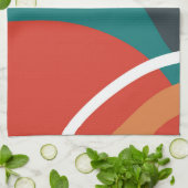 Linge De Cuisine Art Abstrait de ligne de couleurs rétro (Plié)