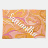 Linge De Cuisine Art Abstrait de marbre en marbre jaune (Horizontal)