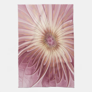 Linge De Cuisine Art Abstrait Fractal Fleur & Tons de Bourgogne