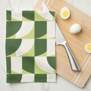 Linge De Cuisine Art abstrait géométrique vert blanc