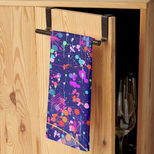 Linge De Cuisine Art abstrait Jubilé Bleu (Pliage en tiers)