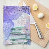 Linge De Cuisine Art abstrait moderne bleu et violet (Quart Plié)