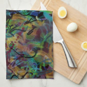 Linge De Cuisine Art abstrait multicolore griffonné (Quart Plié)