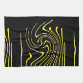 Linge De Cuisine Art Abstrait Noir Blanc Jaune Lignes Minimalisme (Horizontal)