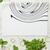 Linge De Cuisine Art Abstrait Noir Blanc Lignes Twirl Minimalisme (Plié)