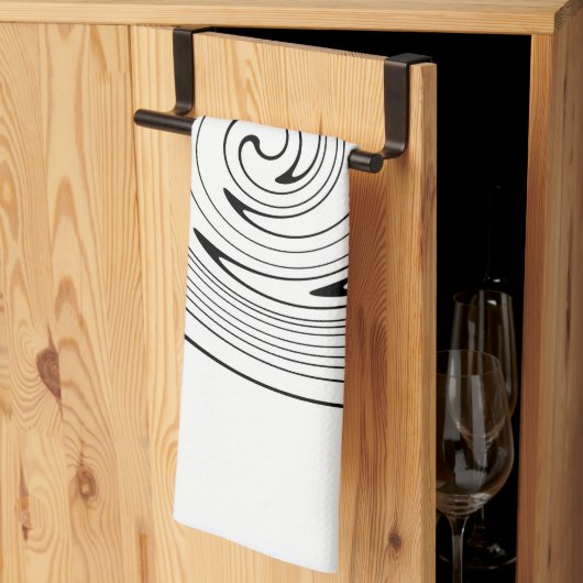Linge De Cuisine Art Abstrait Noir Blanc Lignes Twirl Minimalisme (Pliage en tiers)
