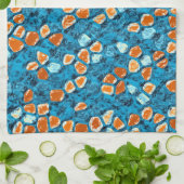 Linge De Cuisine Art Abstrait orange et bleu (Plié)