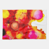 Linge De Cuisine Art Abstrait rose jaune rouge et rose (Horizontal)