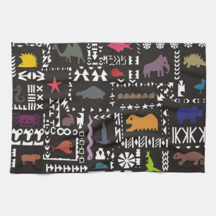 Linge De Cuisine Art africain abstrait coloré