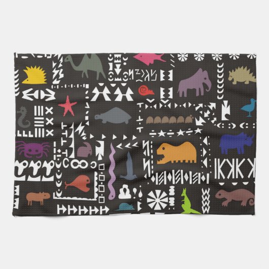 Linge De Cuisine Art africain abstrait coloré (Horizontal)
