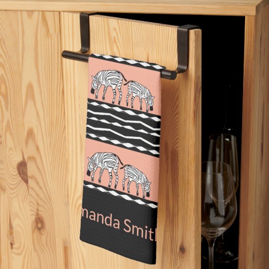 Linge De Cuisine Art africain, Motif zèbre Jaune (Pliage en tiers)