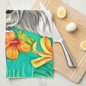 Linge De Cuisine Art de chiot floral (Quart Plié)