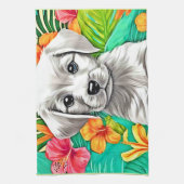 Linge De Cuisine Art de chiot floral (Vertical)